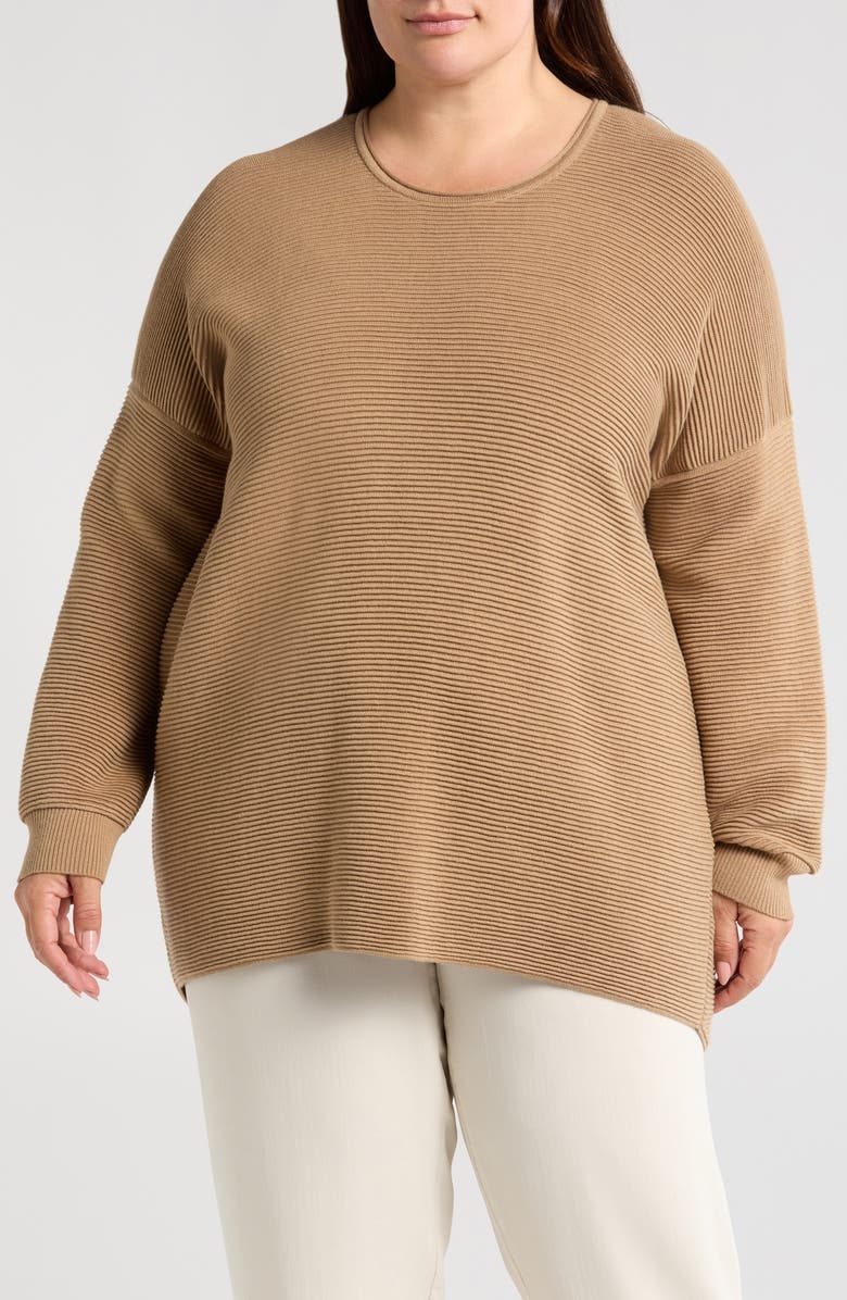 Eileen Fisher Ottoman Stitch Tunic Sweater, Main, color, Biscuit