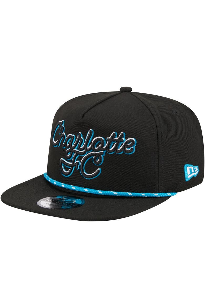 Men's New Era  Black Charlotte FC Script Golfer Adjustable Hat, Main, color, Black