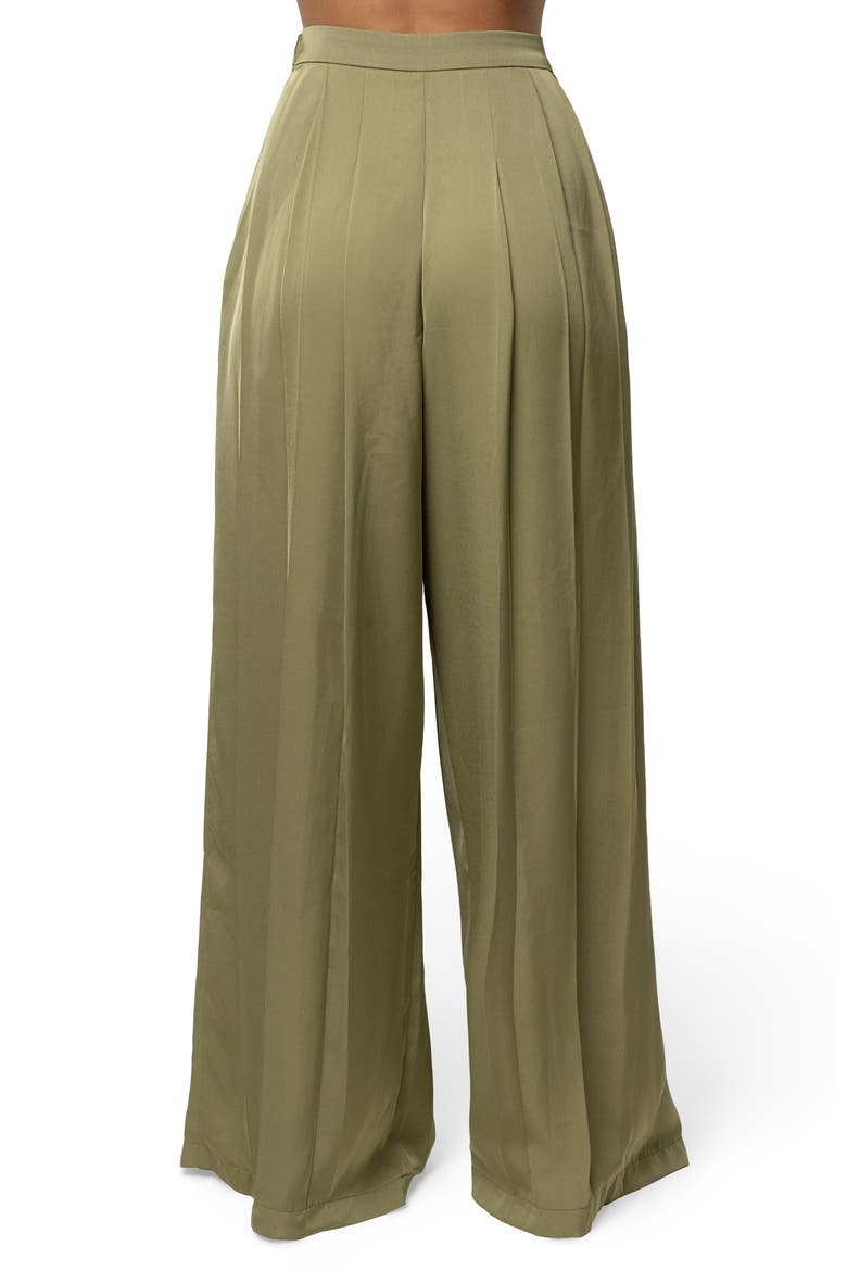 Clara Pleated Wide Leg Trousers, Alternate, color, GREEN