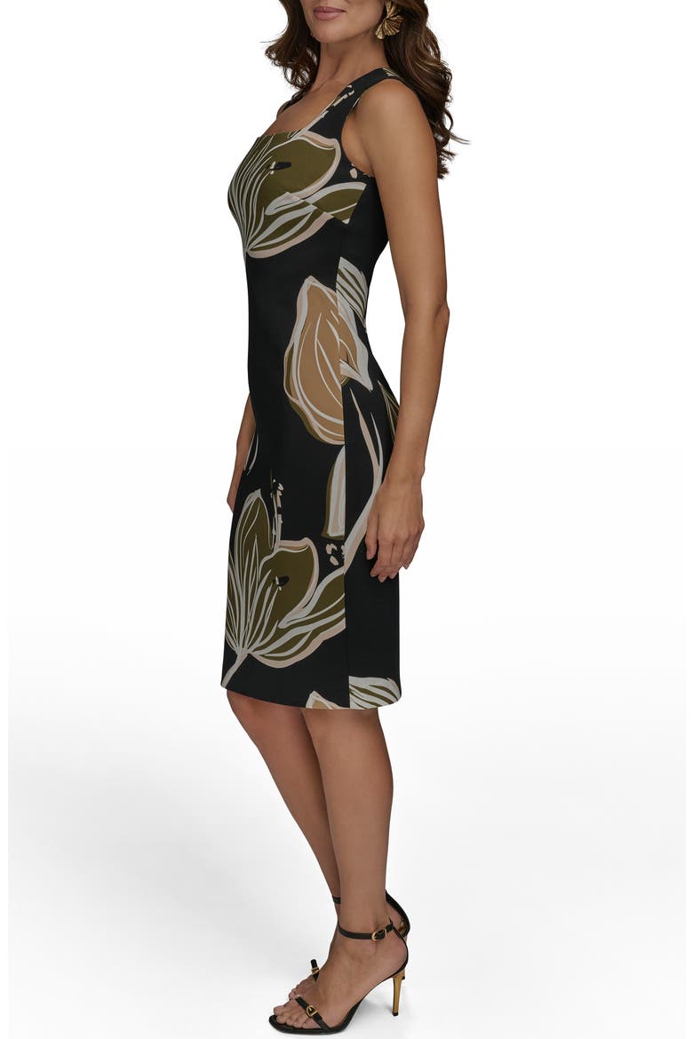 Floral Body-Con Dress, Alternate, color, BLACK/ FAWN