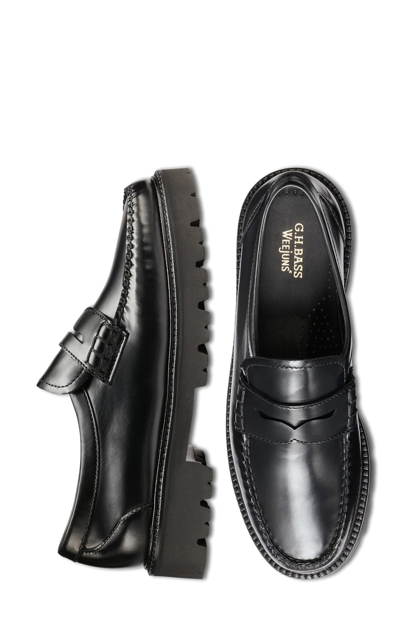 G.H.BASS Grace Super Lug Sole Penny Loafer, Alternate, color, Black