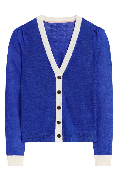 Boden Liv Strickjacke Aus Leinen Mit V-ausschnitt-royales Blau In Bright Blue