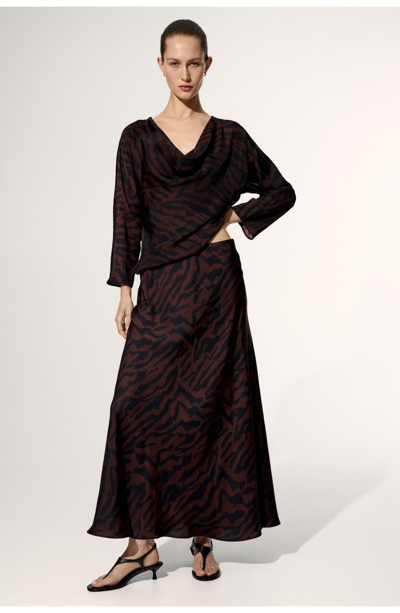 H&M Cowl-neck Top, Alternate, color, Dark Brown/Zebra Print