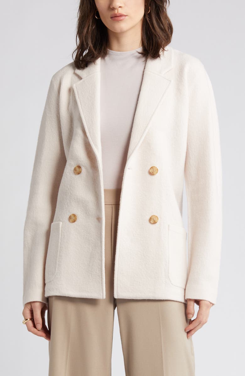 Nordstrom Signature Double Breasted Boiled Merino Wool Blazer, Alternate, color, 