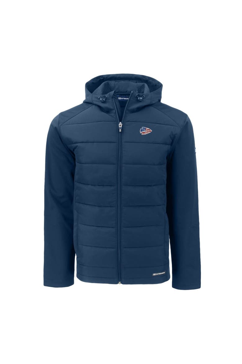 Men's Cutter & Buck Navy Kansas City Chiefs  Americana Evoke Hybrid Eco Softshell Recycled Full-Zip Hooded Jacket, Alternate, color, Navy