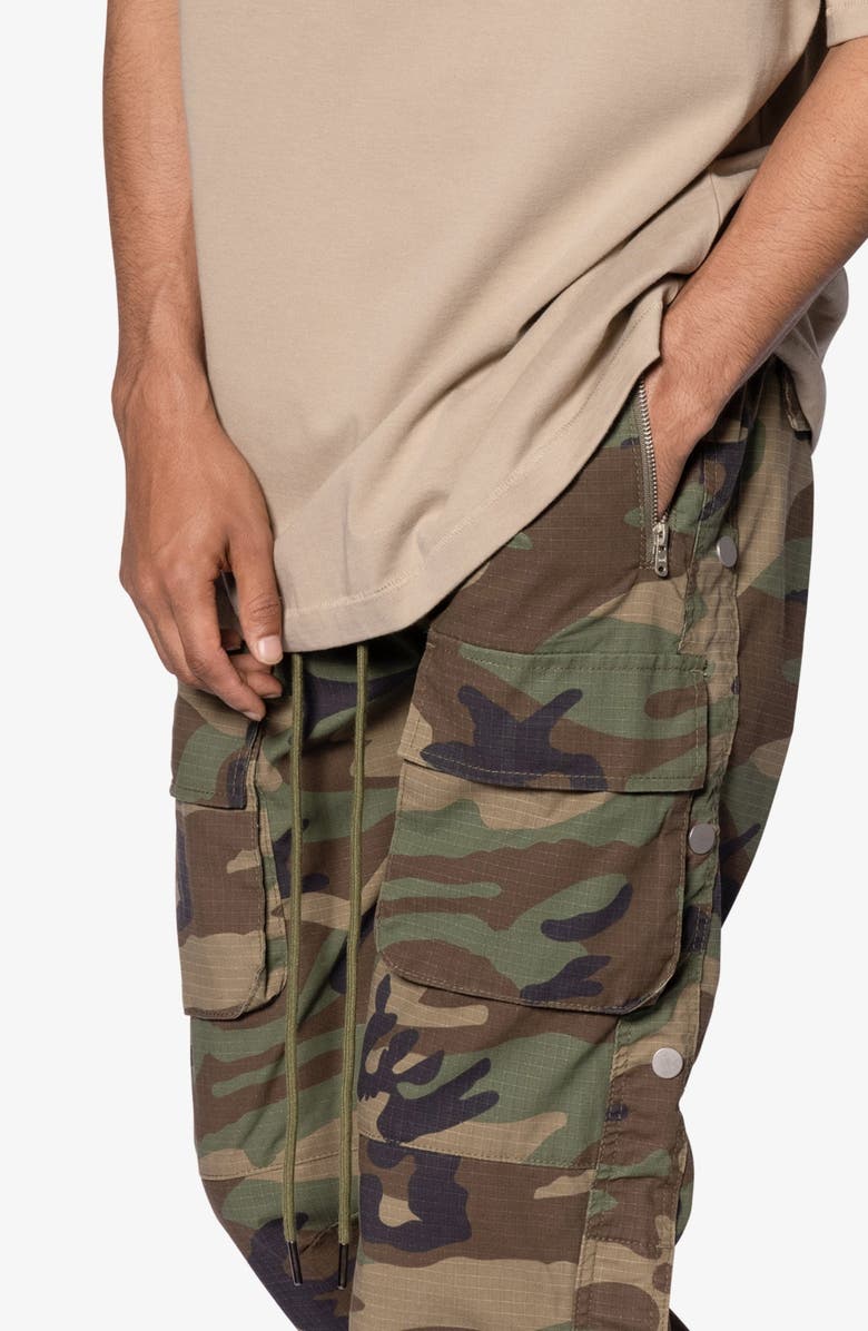 mnml Camouflage Side Snap Nylon Cargo Pants, Alternate, color,