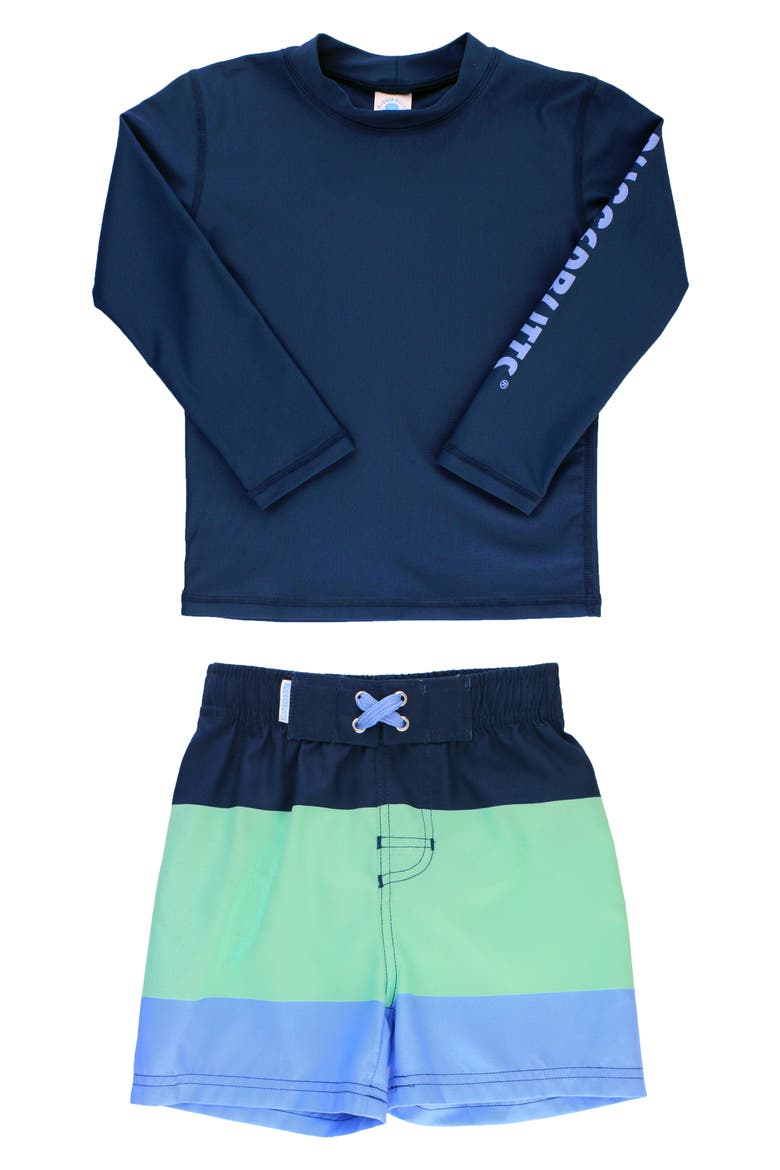 Logo Two-Piece Rashguard Swimsuit, Main, color, BLUE