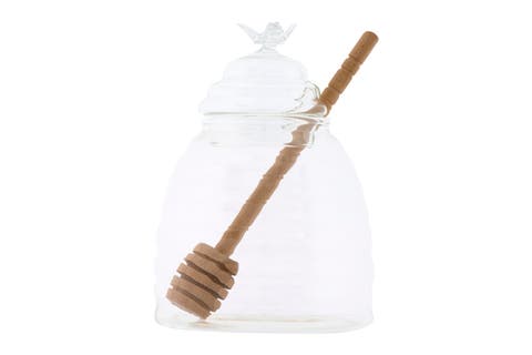 Honey Pot with Lid 
Wood Dipper