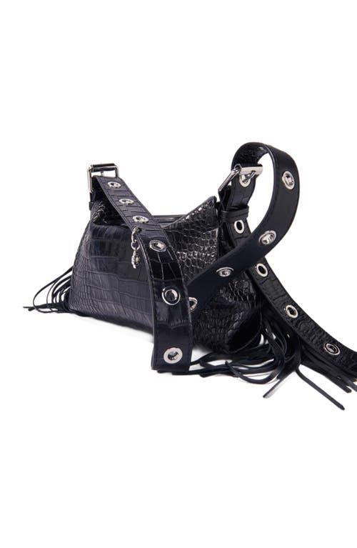Maje Miss M Mini Embossed Leather Bag In Black