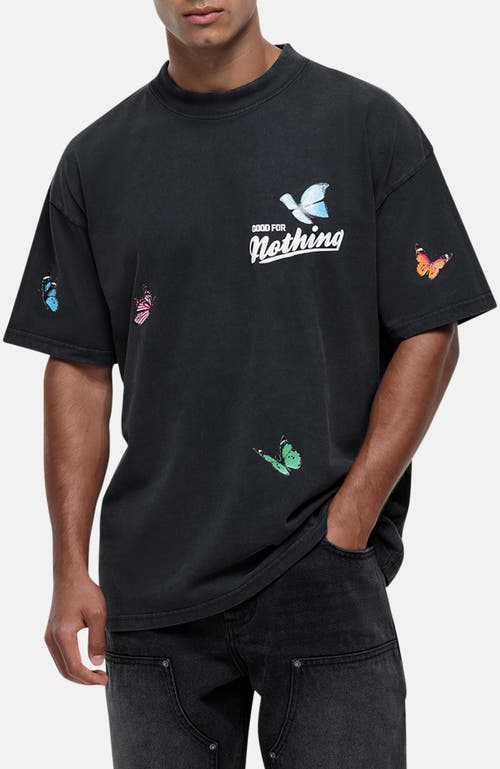 Good For Nothing Flight Butterfly Print Relaxed Tee In Blue