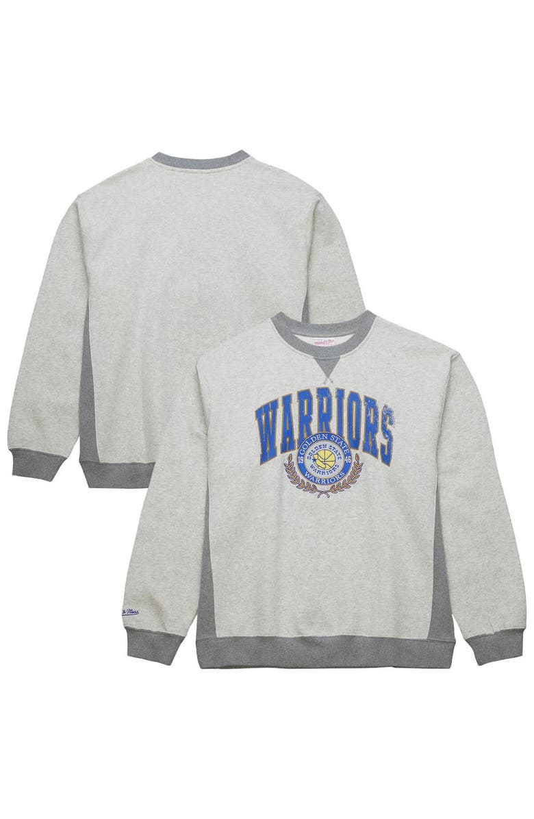 Mitchell & Ness Men's Mitchell & Ness Heather Gray Golden State Warriors Vintage Logo Pullover Sweatshirt, Main, color, Heather Gray
