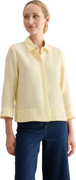 HOBBS LONDON Nita 3/4 Sleeve Button Up Linen Shirt