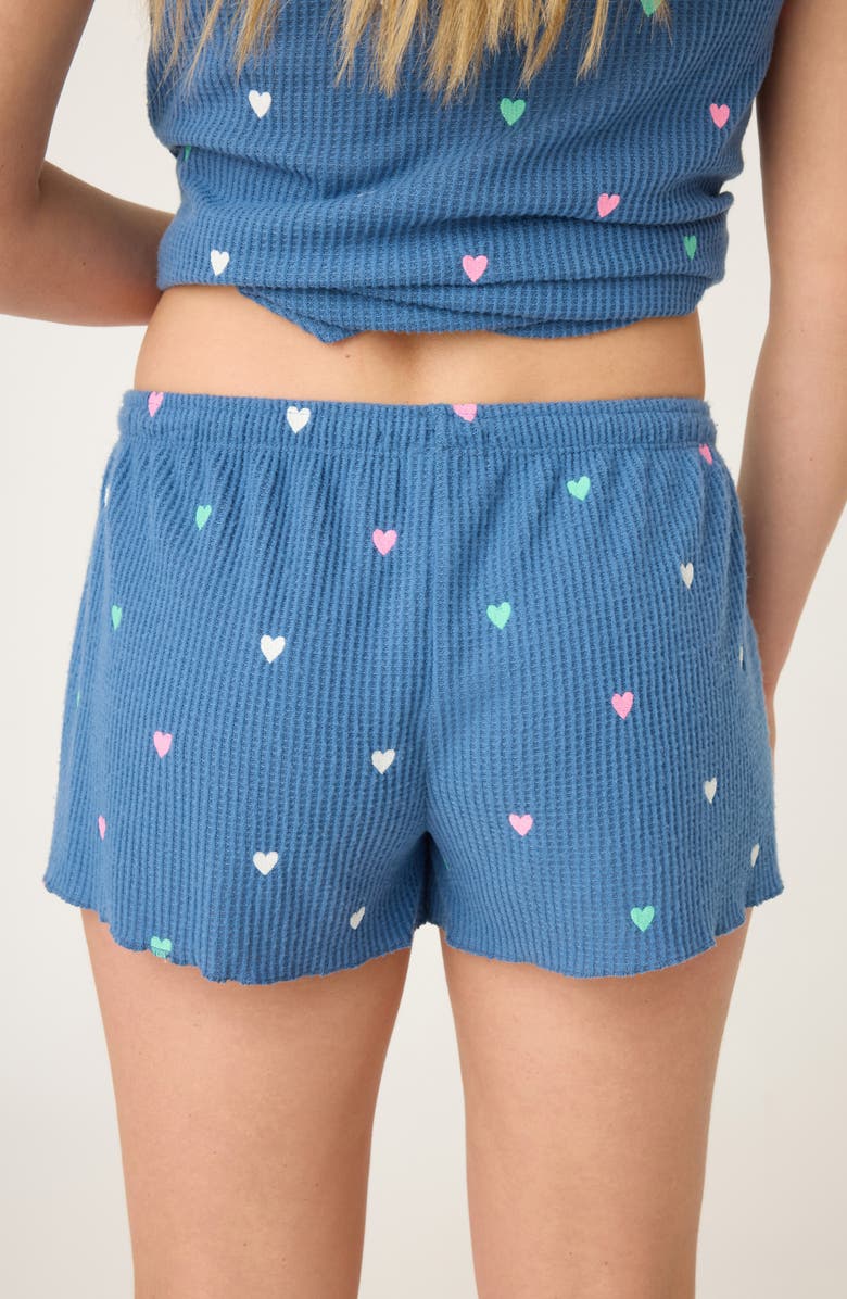 PJ Salvage Love Club Thermal Pajama Shorts, Alternate, color, Blue Horizon