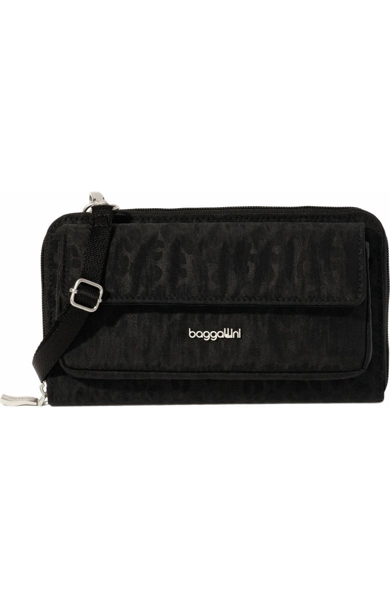 BAGGALLINI RFID Phone Wallet Crossbody Bag, Main, color, Black Cheetah Emboss