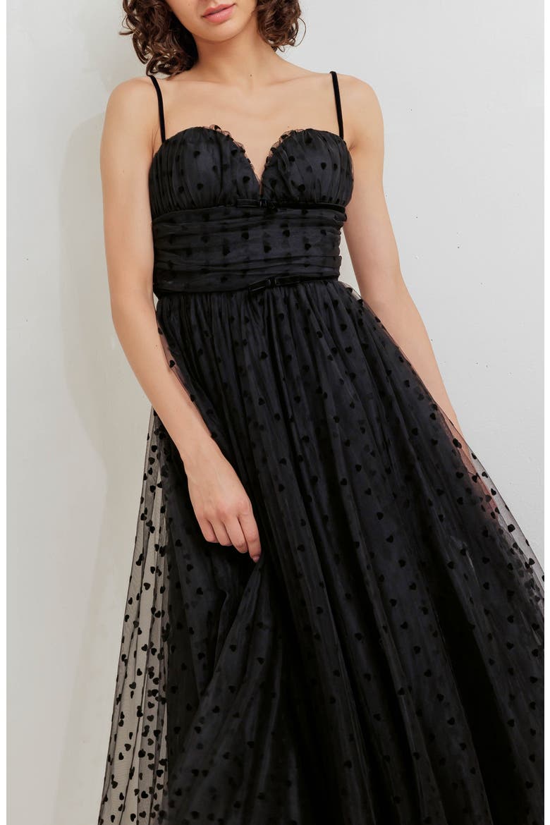 Tulle Midi Dress, Alternate, color, BLACK