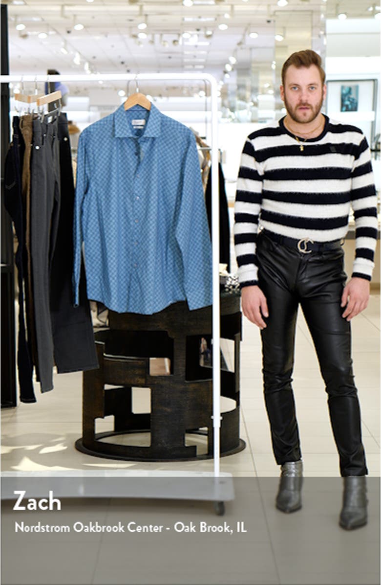 Axel Shaped Fit Geo Print Stretch Cotton Button-Up Shirt, sales video thumbnail