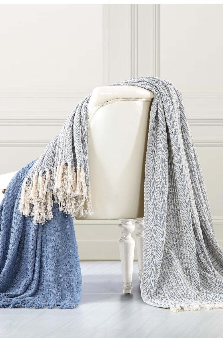 Modern Threads Batik Cotton Throw - Set of 2 - Dusty Blue, Main, color, 