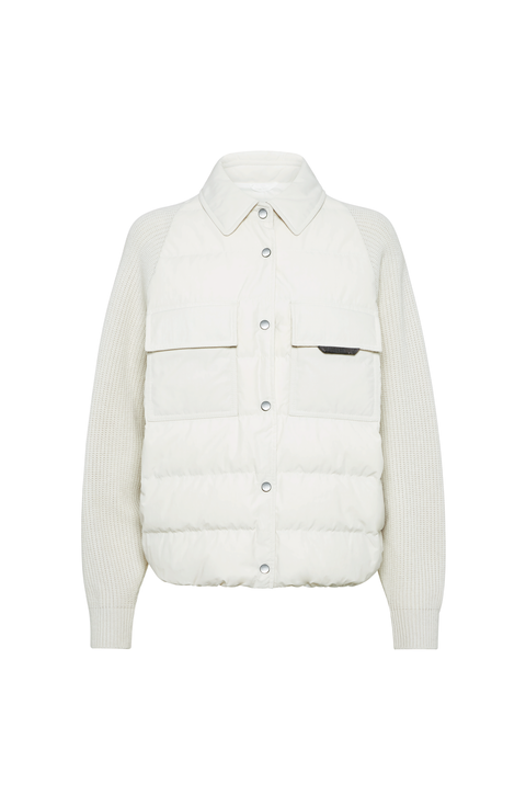 ジャケット BRUNELLO CUCINELLI Women Jackets MD5997695P C1709 WHITE Cotton-blend denim jacket in white - Brunello Cucinelli