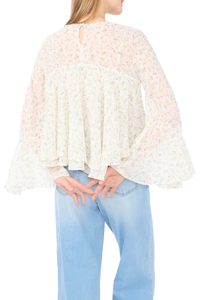 Floral Long Bell Sleeve Ruffle Top, Alternate, color, PASTEL YELLOW