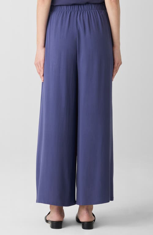 Shop Eileen Fisher Silk Crepe Georgette Ankle Wide Leg Pants In Bluette
