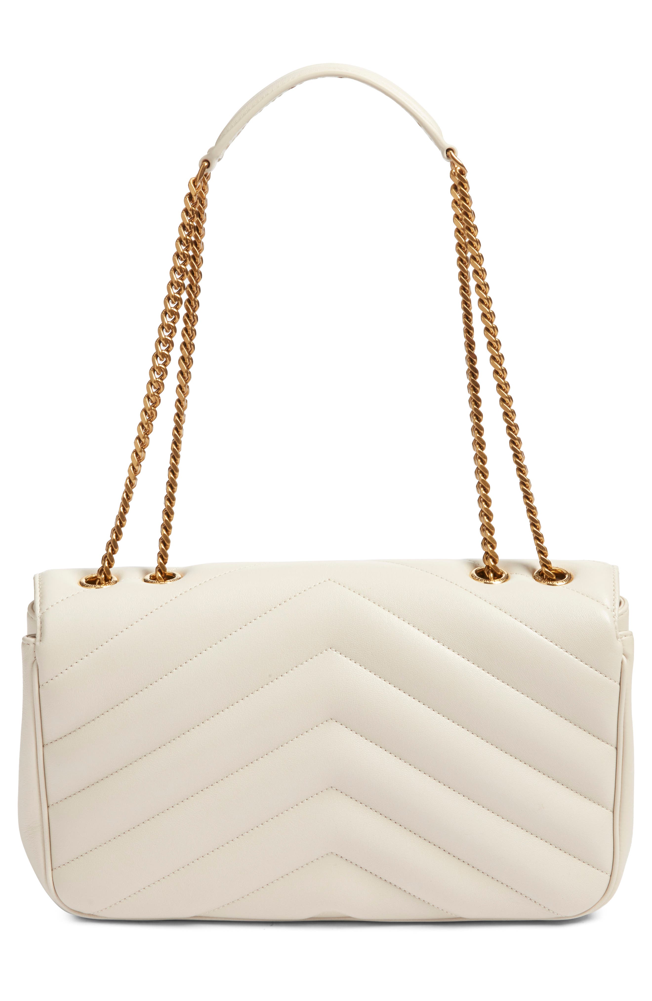 Saint Laurent Medium Loulou Quilted Leather Shoulder Bag, Alternate, color, Blanc Vintage