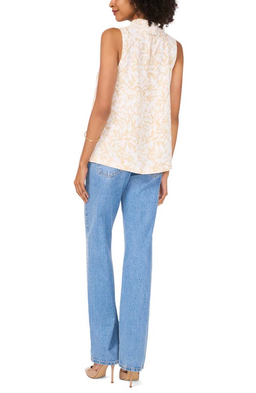 VINCE CAMUTO VINCE CAMUTO LEAF PRINT SLEEVELESS COWL NECK TOP 