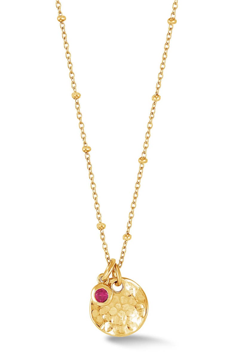 Dower & Hall Hammered Disc & Ruby Array Necklace, Main, color, Yellow Gold Vermeil