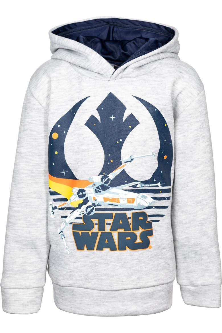 Fleece Pullover Hoodie, Alternate, color, Heather Grey Navy