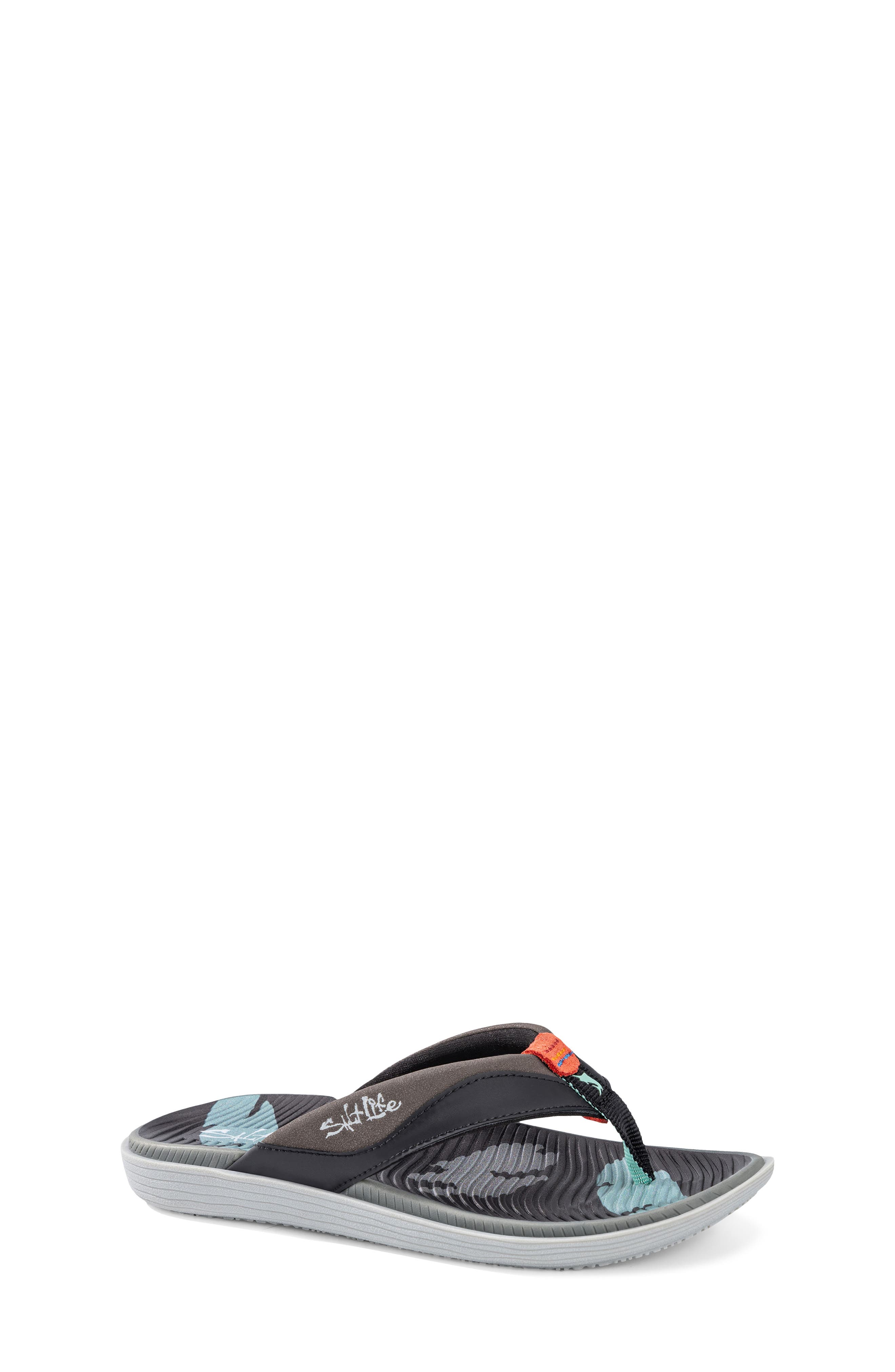 Salt Life Kids' The Dune Flip Flop, Main, color, Black