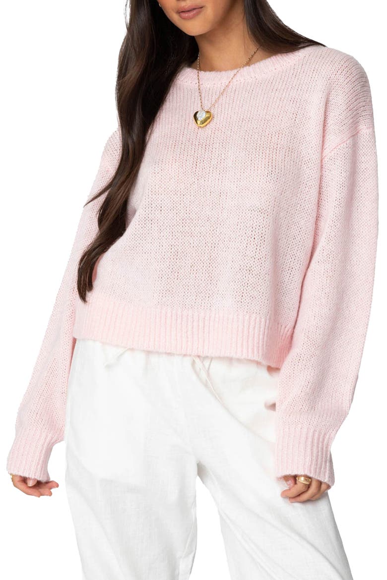 Oversize Crewneck Sweater, Main, color, LIGHT-PINK