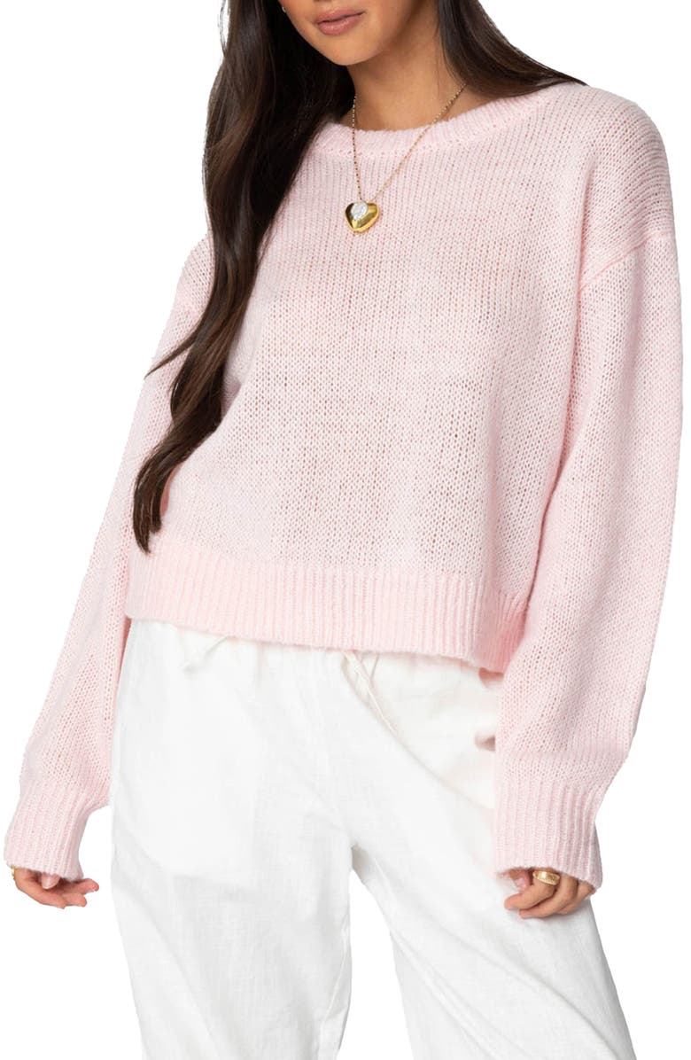EDIKTED Oversize Crewneck Sweater, Main, color, Light-Pink