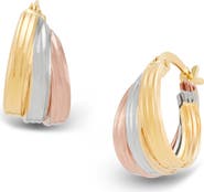 Frankie & Zoe Tri-Tone Triple Row Hoop Earrings