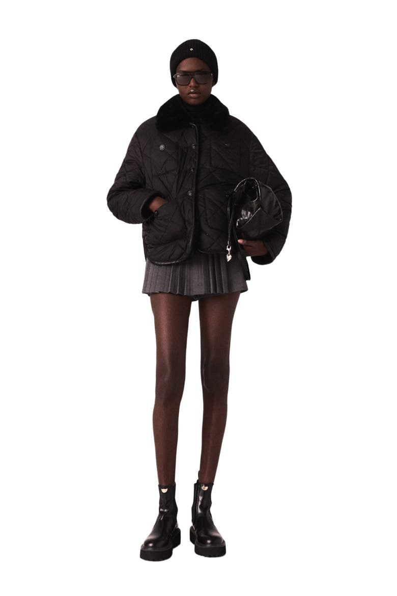 Reversible sequin puffer jacket, Alternate, color, Black