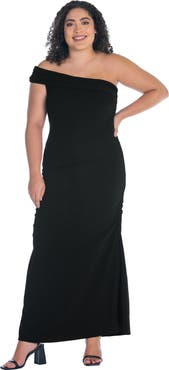 24seven Comfort Apparel Formal One Shoulder Rouched Mermaid Maxi Dress