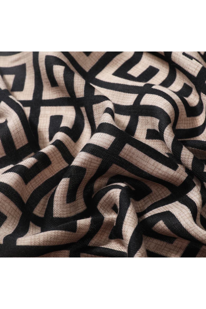The Zoe Lightweight Neck Scarf, Alternate, color, Black/Tan