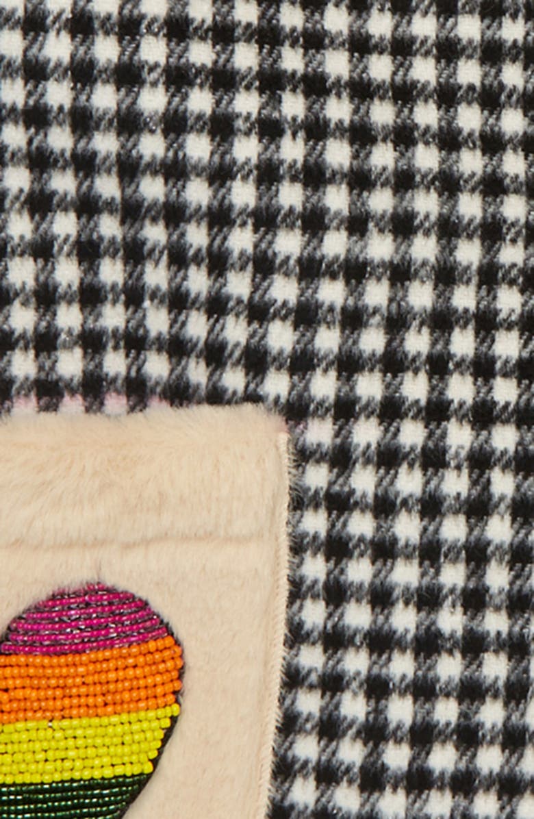 Lola + The Boys Kids' Check Embellished Faux Fur Lined Wool Coat, Alternate, color,