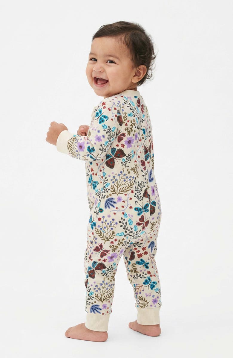 Mightly 100% Organic Cotton Print Snug Fit Baby Pajamas, Alternate, color, Botanical Floral