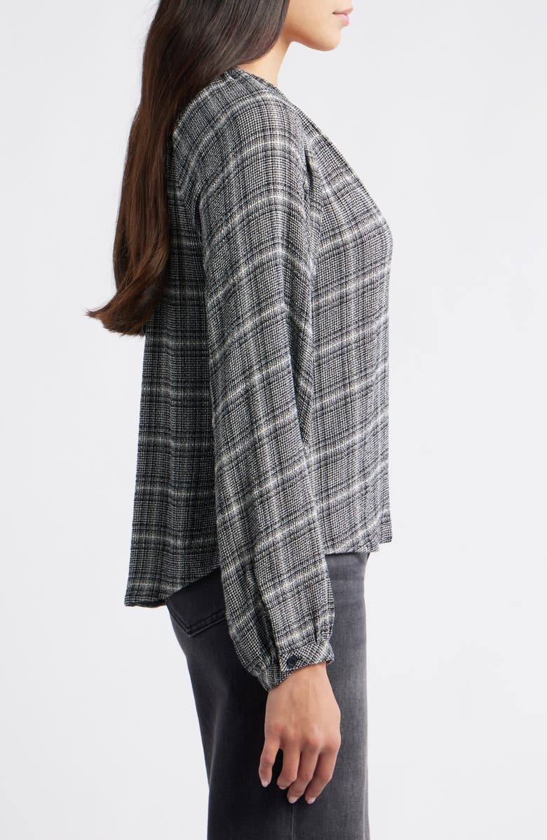 Cloth & Stone Plaid Raglan Sleeve Button-Up Shirt, Alternate, color, Black/ Winter Grey Plaid