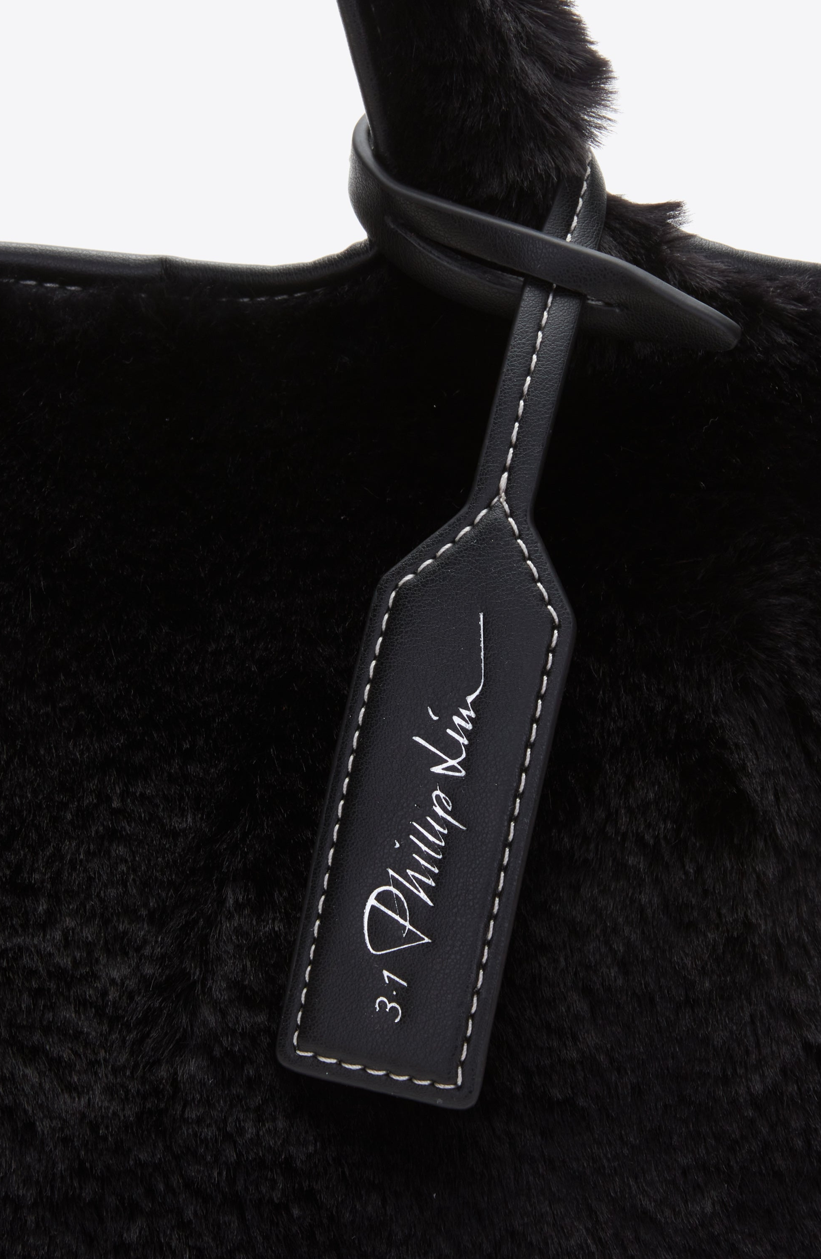 3.1 Phillip Lim Faux Fur Mini Market Tote, Alternate, color, Black
