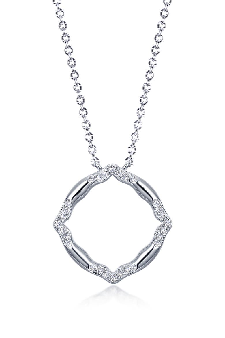 Simulated Diamond Geometric Pendant Necklace, Main, color, WHITE