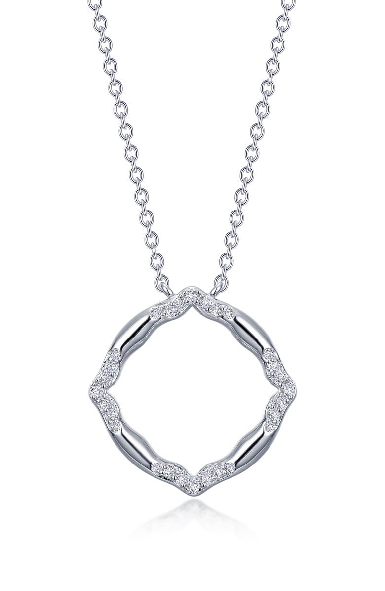 Lafonn Simulated Diamond Geometric Pendant Necklace, Main, color, White