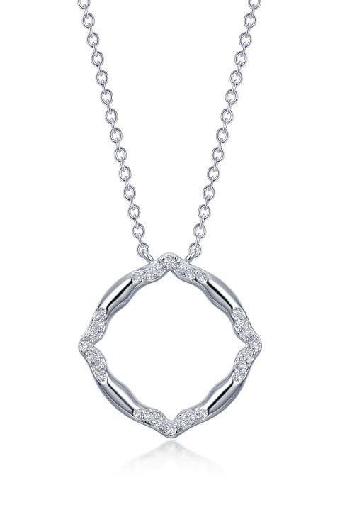 Simulated Diamond Geometric Pendant Necklace