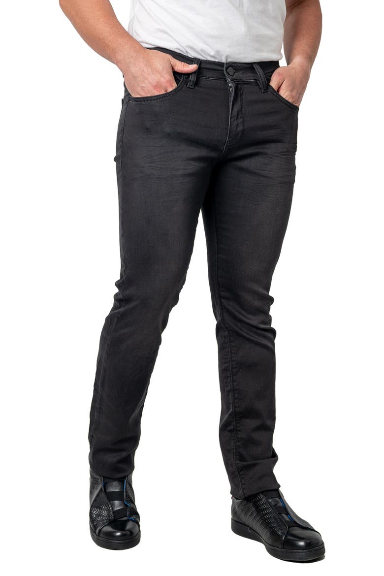 Washed Straight Leg Jeans, Alternate, color, BLACK