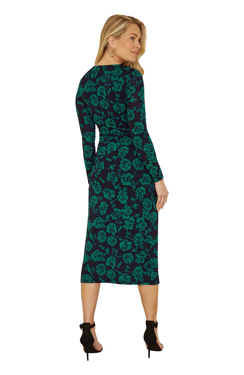 Yumi Floral Fitted Mesh Midi Dress, Alternate, color, 