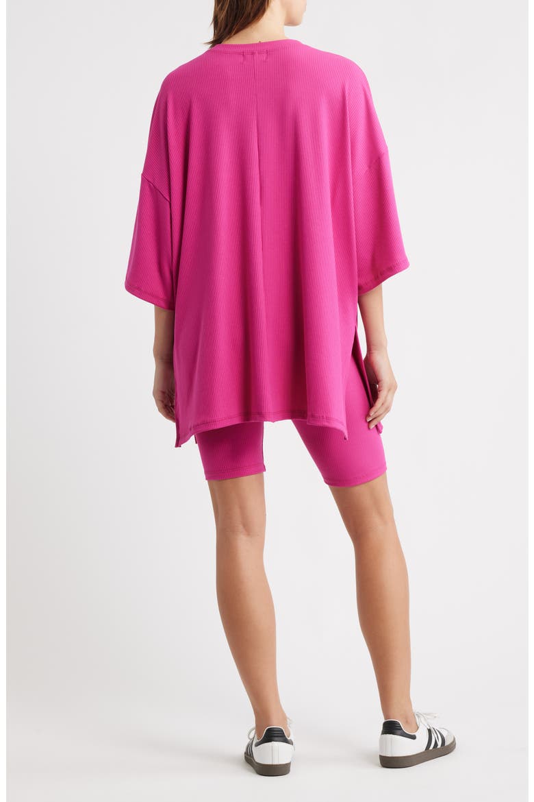 Malone Rib Oversize T-Shirt & Shorts Set, Alternate, color, HOT PINK