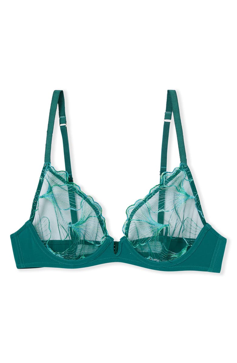 Etam Prelude Embroidered Underwire Plunge Bra, Alternate, color, Anise Absinthe