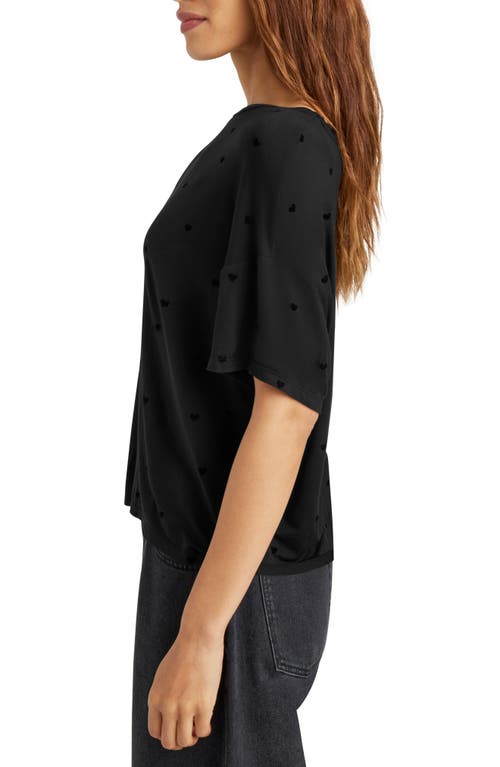Splendid Flocked Hearts Cotton Blend T-shirt In Black