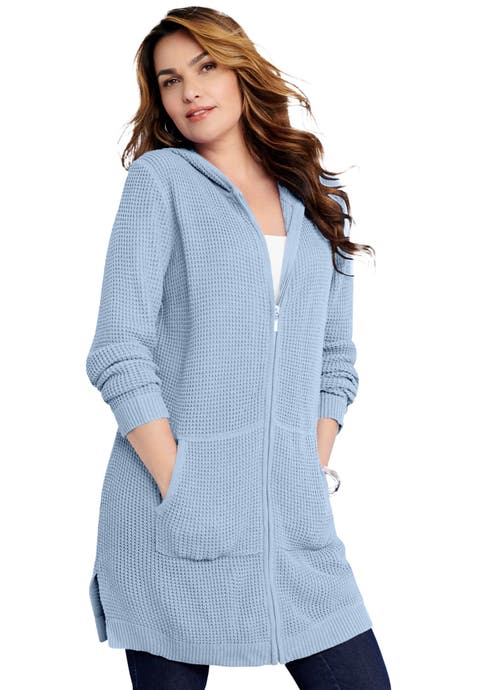 Waffle Mega Length Zip Hoodie (Plus)