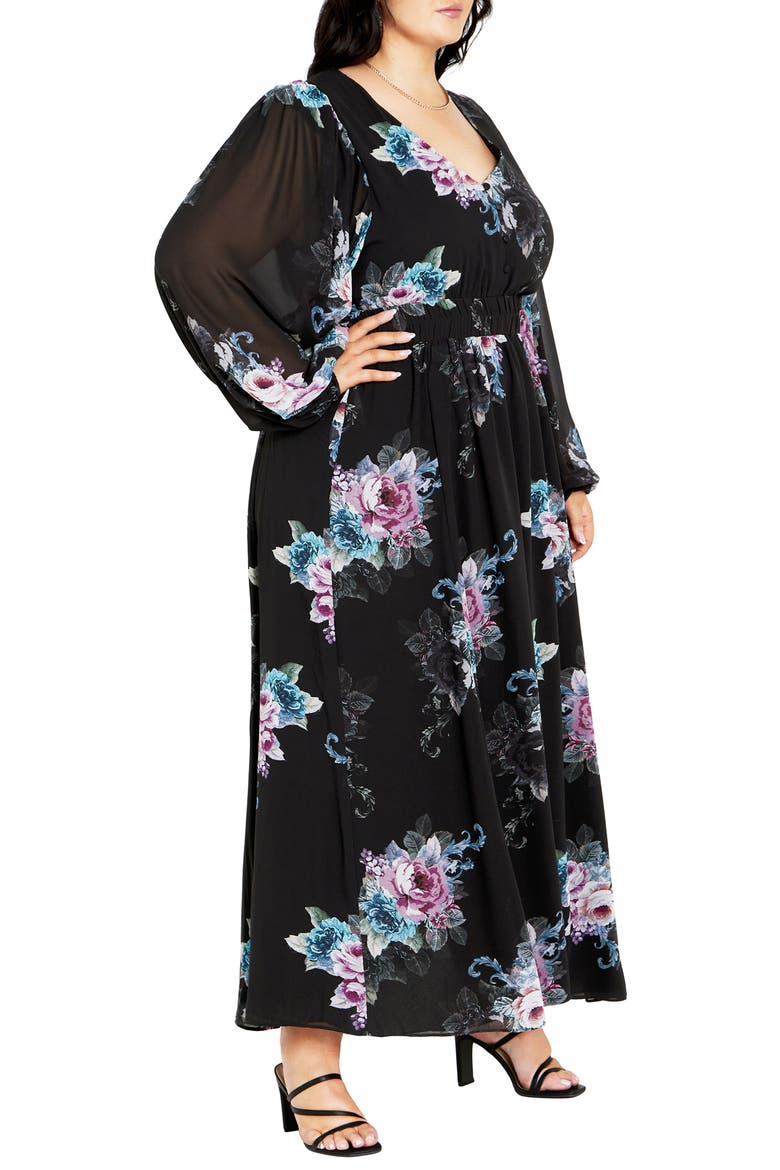 Ottilie Long Sleeve Maxi Dress, Alternate, color, BLACK PRINT