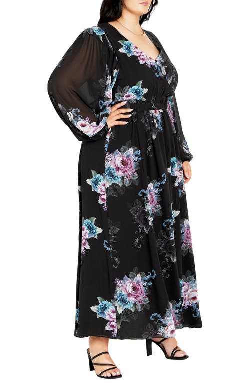 City Chic Ottilie Long Sleeve Maxi Dress In Black